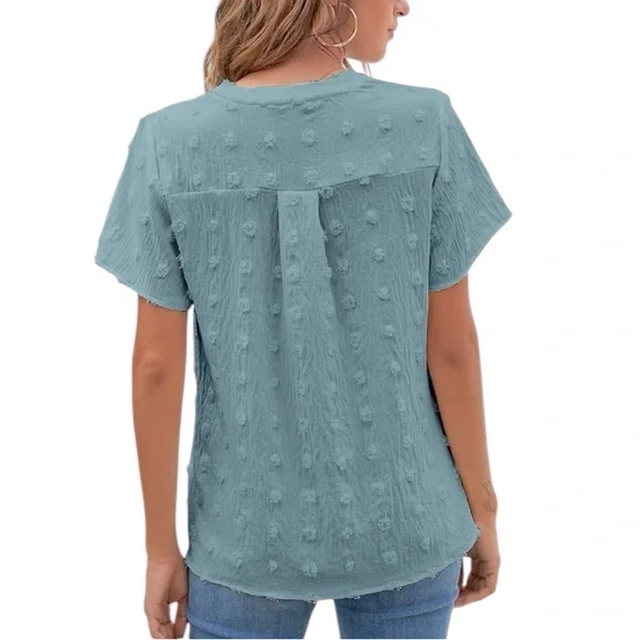 NWT Chiffon Short Sleeve V-Neck Blouse Women’s M - Picture 10 of 10
